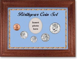 2008 Birth Year Coin Gift Set with a blue background and cherry frame THUMBNAIL