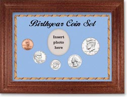 2013 Birth Year Coin Gift Set with a blue background and cherry frame THUMBNAIL