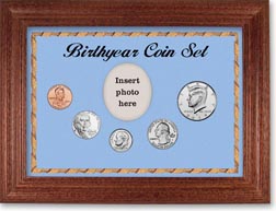 2019 Birth Year Coin Gift Set with a blue background and cherry frame THUMBNAIL