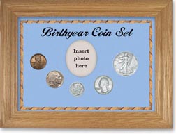 1937 Birth Year Coin Gift Set with a blue background and wheat frame THUMBNAIL