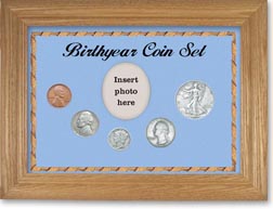 1939 Birth Year Coin Gift Set with a blue background and wheat frame THUMBNAIL