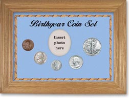 1941 Birth Year Coin Gift Set with a blue background and wheat frame THUMBNAIL