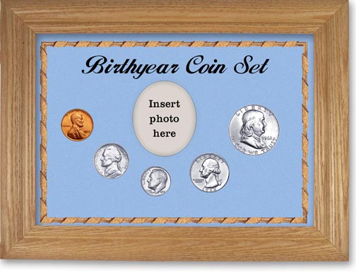 1962 Birth Year Coin Gift Set with a blue background and wheat frame LARGE