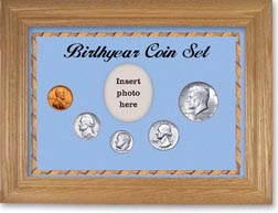 1964 Birth Year Coin Gift Set with a blue background and wheat frame THUMBNAIL