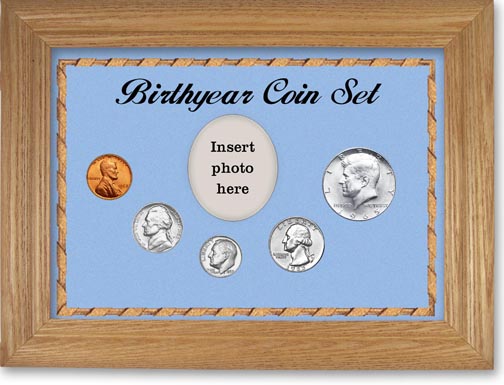 1965 Birth Year Coin Gift Set with a blue background and wheat frame MAIN