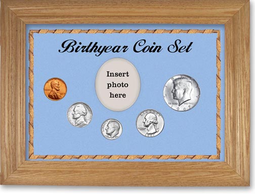 1967 Birth Year Coin Gift Set with a blue background and wheat frame LARGE