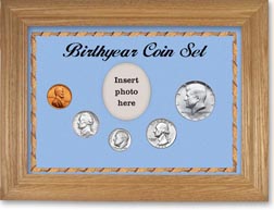 1969 Birth Year Coin Gift Set with a blue background and wheat frame THUMBNAIL