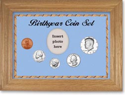 1970 Birth Year Coin Gift Set with a blue background and wheat frame THUMBNAIL