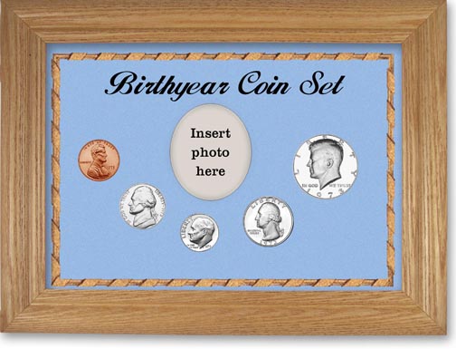 1973 Birth Year Coin Gift Set with a blue background and wheat frame MAIN