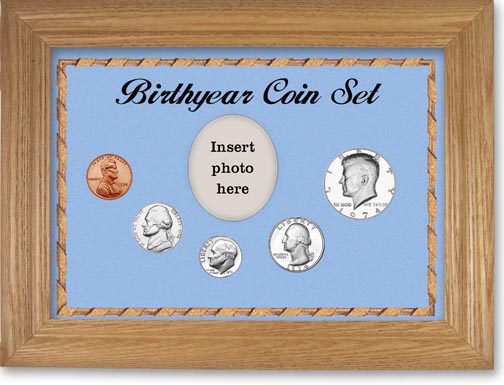 1974 Birth Year Coin Gift Set with a blue background and wheat frame MAIN