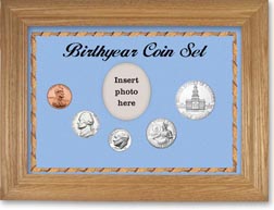 1976 Birth Year Coin Gift Set with a blue background and wheat frame THUMBNAIL