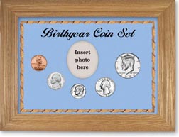 1980 Birth Year Coin Gift Set with a blue background and wheat frame THUMBNAIL