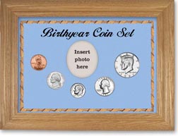 1981 Birth Year Coin Gift Set with a blue background and wheat frame THUMBNAIL