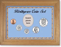 1982 Birth Year Coin Gift Set with a blue background and wheat frame THUMBNAIL