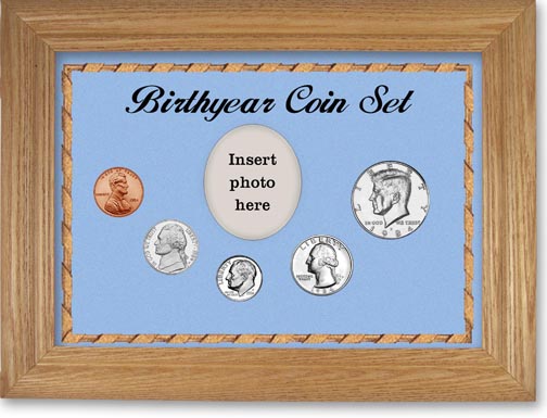 1984 Birth Year Coin Gift Set with a blue background and wheat frame LARGE