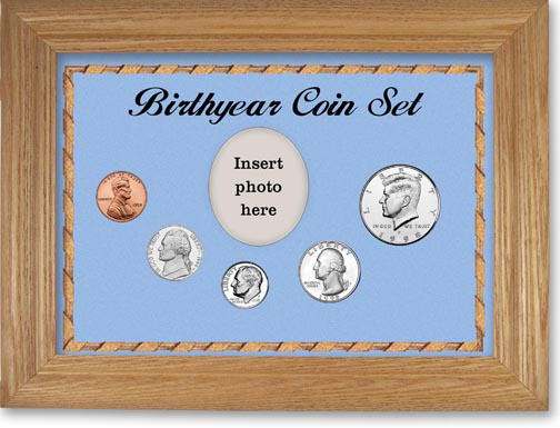 1998 Birth Year Coin Gift Set with a blue background and wheat frame LARGE