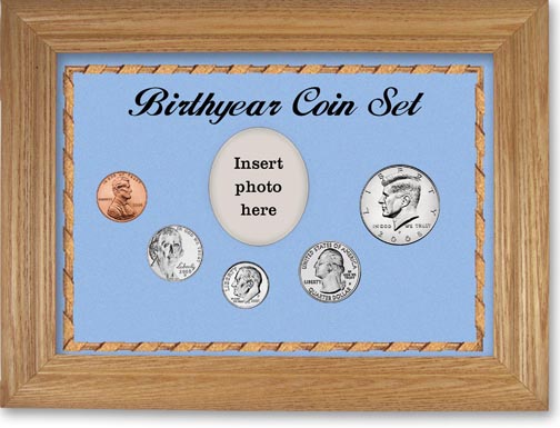 2008 Birth Year Coin Gift Set with a blue background and wheat frame LARGE