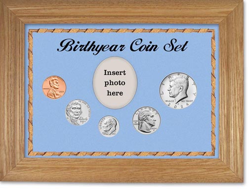 2024 Birth Year Coin Gift Set with a blue background and wheat frame LARGE