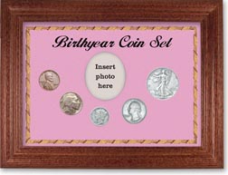 1936 Birth Year Coin Gift Set with a pink background and cherry frame THUMBNAIL