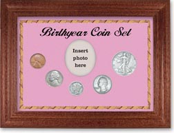 1939 Birth Year Coin Gift Set with a pink background and cherry frame THUMBNAIL