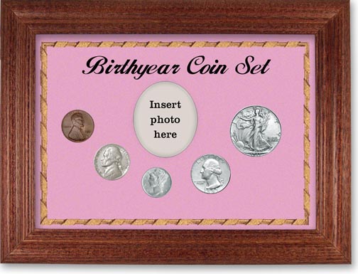 1941 Birth Year Coin Gift Set with a pink background and cherry frame MAIN