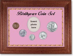 1942 Birth Year Coin Gift Set with a pink background and cherry frame THUMBNAIL