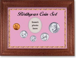 1964 Birth Year Coin Gift Set with a pink background and cherry frame THUMBNAIL