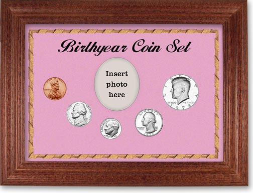 1973 Birth Year Coin Gift Set with a pink background and cherry frame MAIN