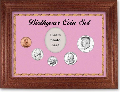 1979 Birth Year Coin Gift Set with a pink background and cherry frame MAIN