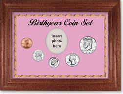 1981 Birth Year Coin Gift Set with a pink background and cherry frame THUMBNAIL