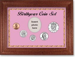 1982 Birth Year Coin Gift Set with a pink background and cherry frame THUMBNAIL