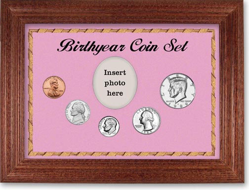 1989 Birth Year Coin Gift Set with a pink background and cherry frame MAIN