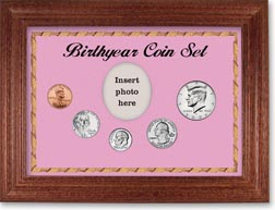 2008 Birth Year Coin Gift Set with a pink background and cherry frame THUMBNAIL