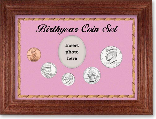 2013 Birth Year Coin Gift Set with a pink background and cherry frame LARGE