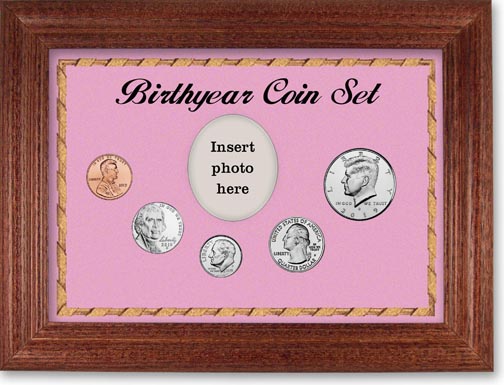 2019 Birth Year Coin Gift Set with a pink background and cherry frame MAIN