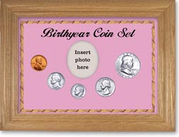 1962 Birth Year Coin Gift Set with a pink background and wheat frame THUMBNAIL