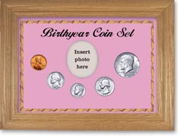 1964 Birth Year Coin Gift Set with a pink background and wheat frame THUMBNAIL