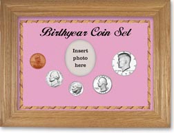 1970 Birth Year Coin Gift Set with a pink background and wheat frame THUMBNAIL