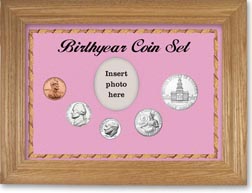 1976 Birth Year Coin Gift Set with a pink background and wheat frame THUMBNAIL