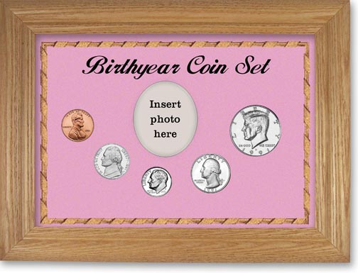 1991 Birth Year Coin Gift Set with a pink background and wheat frame MAIN