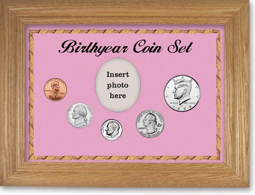 1999 Birth Year Coin Gift Set with a pink background and wheat frame MAIN