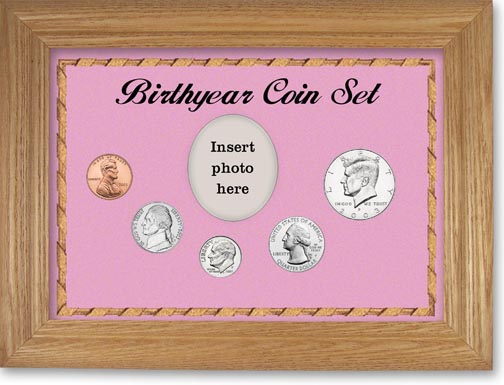 2003 Birth Year Coin Gift Set with a pink background and wheat frame LARGE