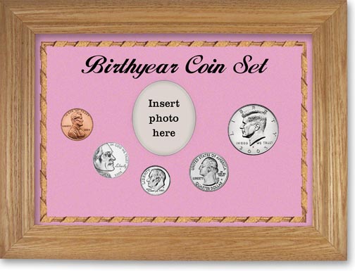 2005 Birth Year Coin Gift Set with a pink background and wheat frame MAIN