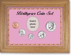 2021 Birth Year Coin Gift Set with a pink background and wheat frame THUMBNAIL