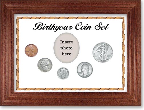 1939 Birth Year Coin Gift Set with a white background and cherry frame LARGE