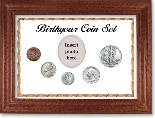 1941 Birth Year Coin Gift Set with a white background and cherry frame LARGE
