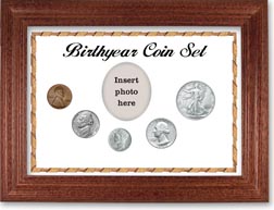 1944 Birth Year Coin Gift Set with a white background and cherry frame THUMBNAIL