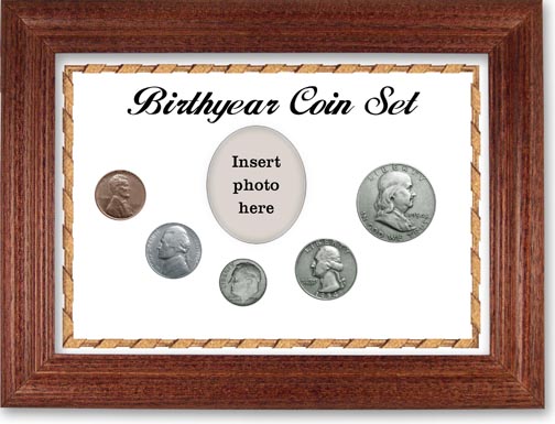 1954 Birth Year Coin Gift Set with a white background and cherry frame MAIN