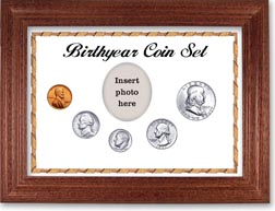 1957 Birth Year Coin Gift Set with a white background and cherry frame THUMBNAIL
