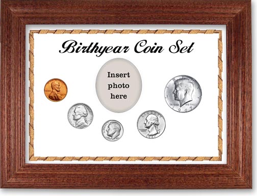 1967 Birth Year Coin Gift Set with a white background and cherry frame LARGE